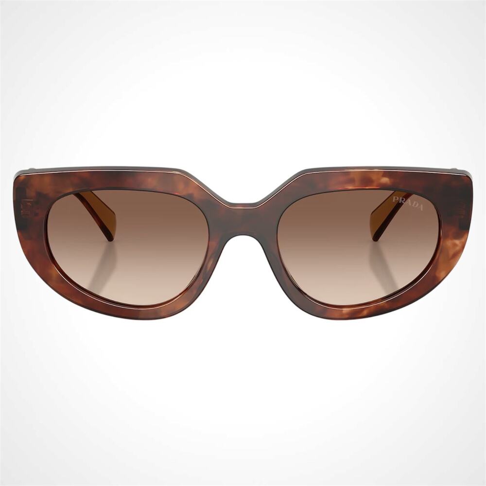 NEW PRADA Sunglasses Brown Tortoise Caramel Gold Symbole Oval Cat Eye Womens - Picture 2 of 6